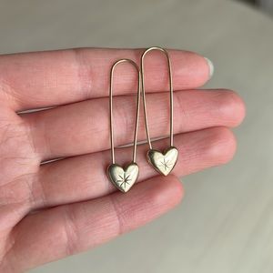 Anthropologie Heart Starburst Safety Pin Earrings